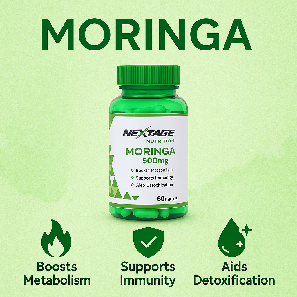 Nextage Nutrition Moringa Capsules for Immunity, Energy & Daily Wellness – 60 Capsules