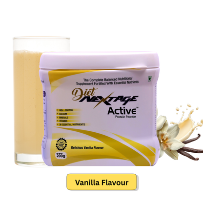 Diet Nextage Active Protein Powder | Vanilla Flavour | High Protein with Vitamins, Minerals & Calcium for Strength and Daily Nutrition