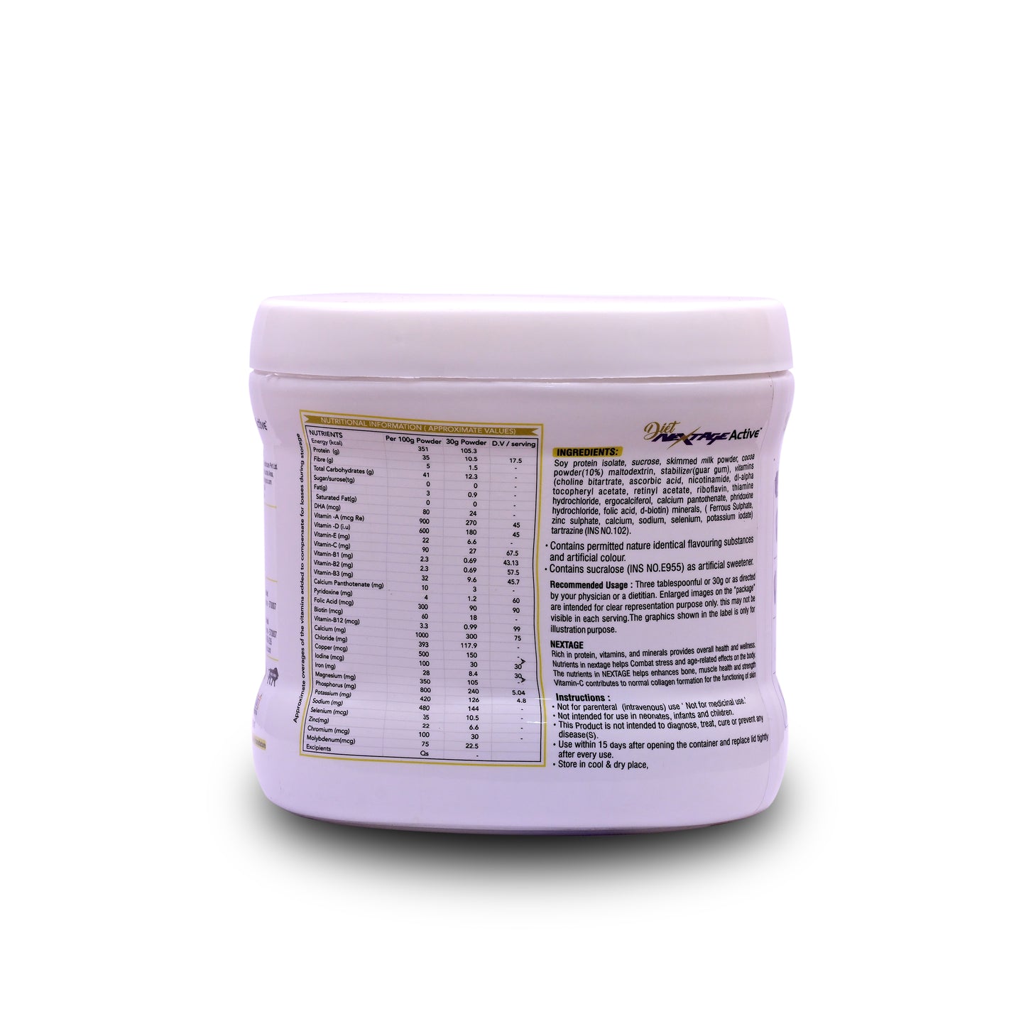 Diet Nextage Active Protein Powder | Vanilla Flavour | High Protein with Vitamins, Minerals & Calcium for Strength and Daily Nutrition