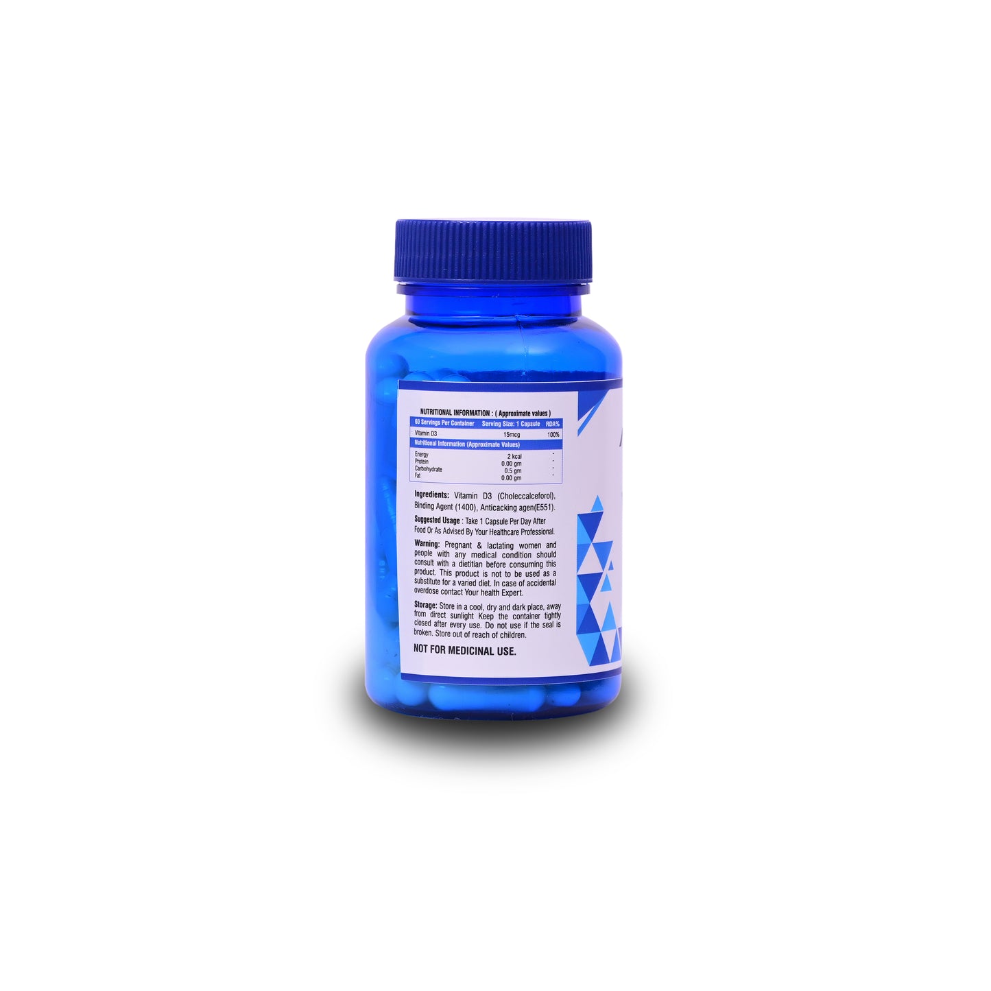 Nextage Nutrition Vitamin D3 Capsules 100% RDA for Bone Strength, Immunity & Muscle Support – 60 Capsules