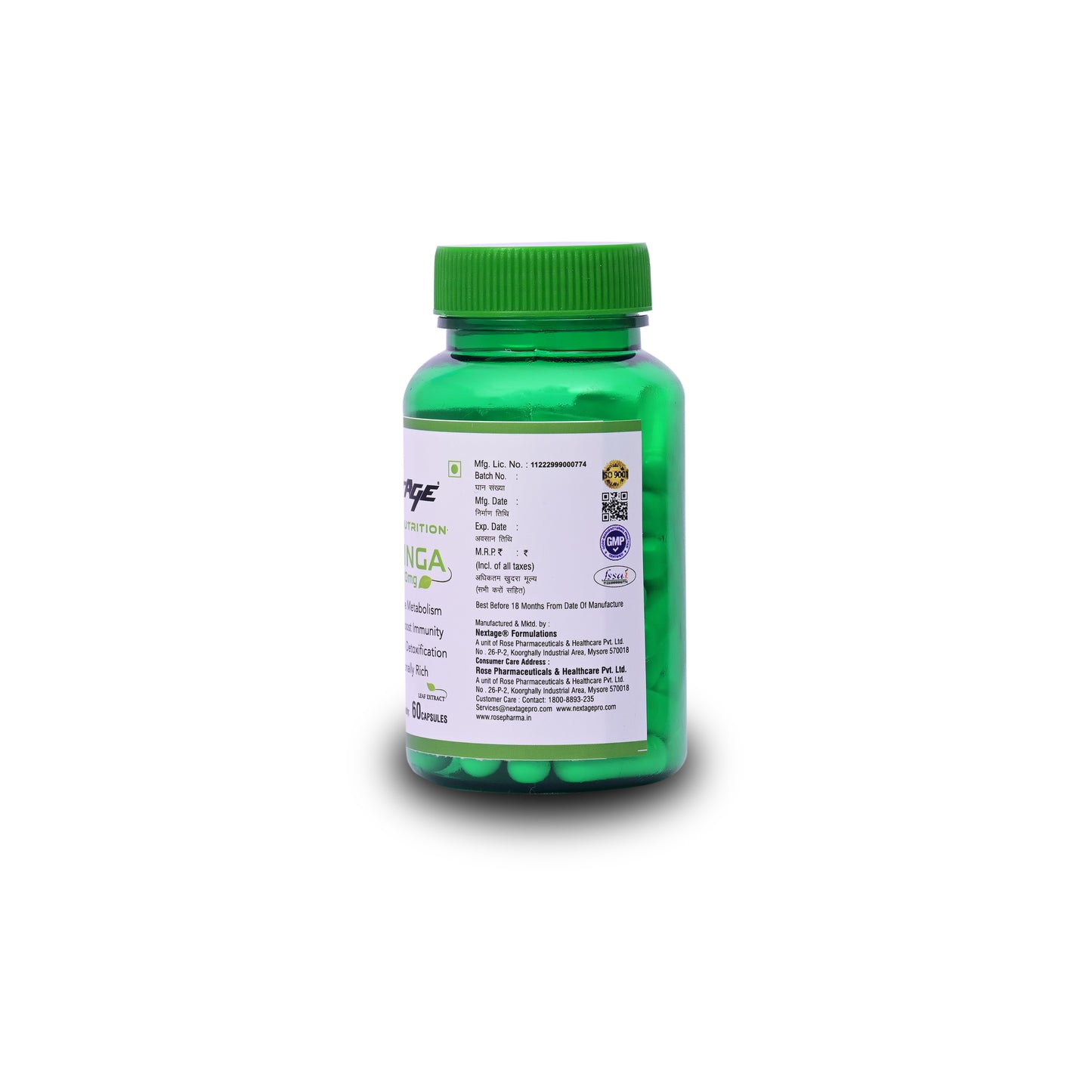 Nextage Nutrition Moringa Capsules for Immunity, Energy & Daily Wellness – 60 Capsules