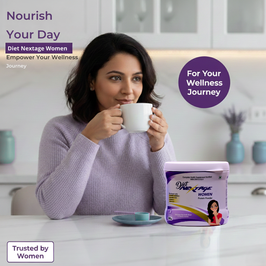 Diet Nextage Women Protein Powder with DHA & GLA | Dry Fruits Kesar Elaichi Flavour | Daily Nutrition, Strength & Immunity Support